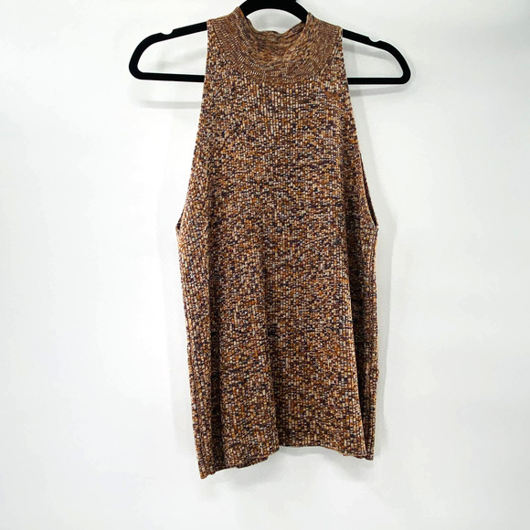 Madewell Pecan Marled Mockneck Sweater Tank Brown Warm Tones Size XL 16/18 - Picture 3 of 13